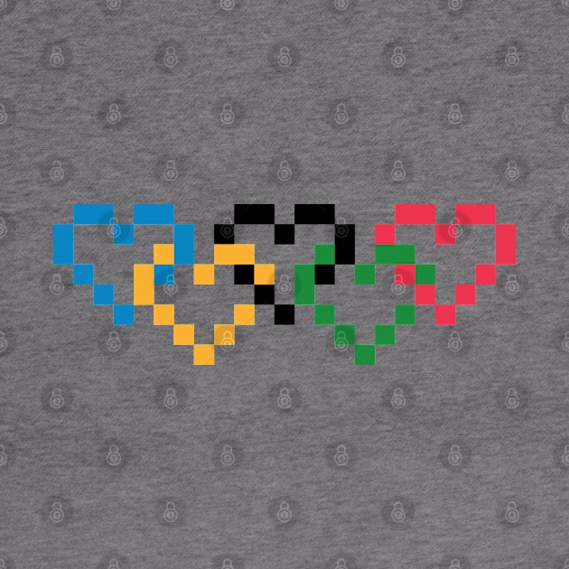 Pixel Heart Shaped Olympic Colored Linked Rings by gkillerb